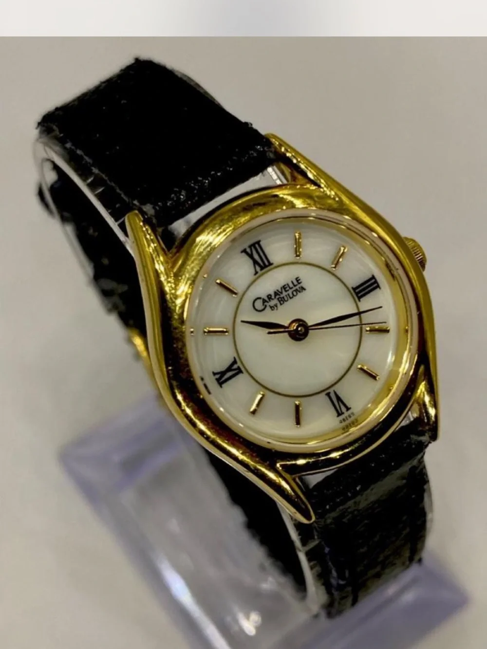 Caravelle ^^^  Gold-Tone Watch /  Black Strap * Luxury ***